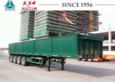 60 Tons 4 Axles Drop Side Trailer , Heavy Duty High Bed Trailer With Wall