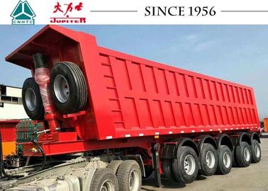 Heavy Duty 80 Tons 5 Axle Truck Tipper Trailer With Airbag Suspension And Lifting