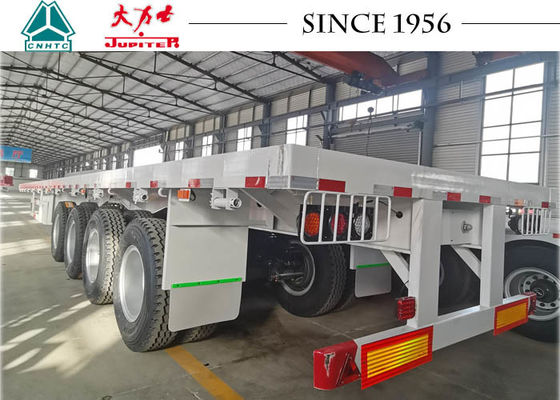 55T 4 Axle Carbon Steel Q345B Flatbed Semi Trailer For Heavy Cargo Transport